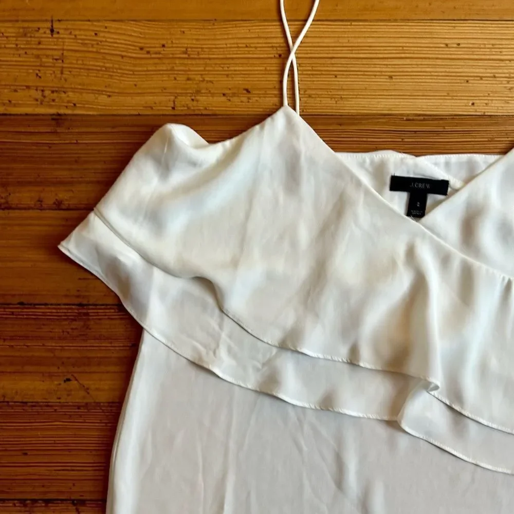 J. Crew drapey ruffle cami top blouse. Ivory, Size 2.